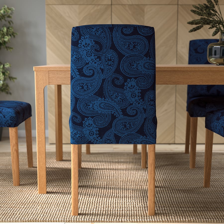 BERGMUND chair, oak effect/Kvillsfors dark blue/blue IKEA