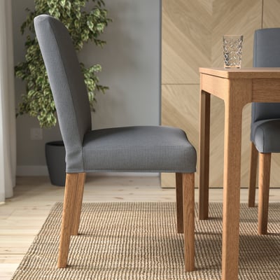 BERGMUND Chair, oak effect/Nykvarn gray