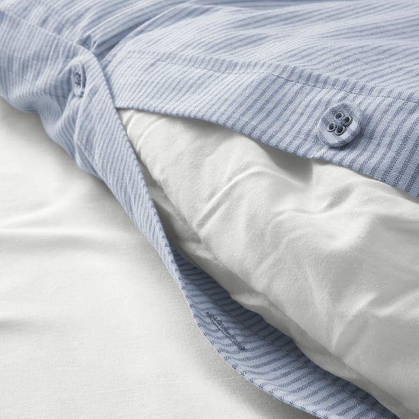 BERGPALM Comforter cover and pillowcase, blue/stripe, 150x200/50x80 cm