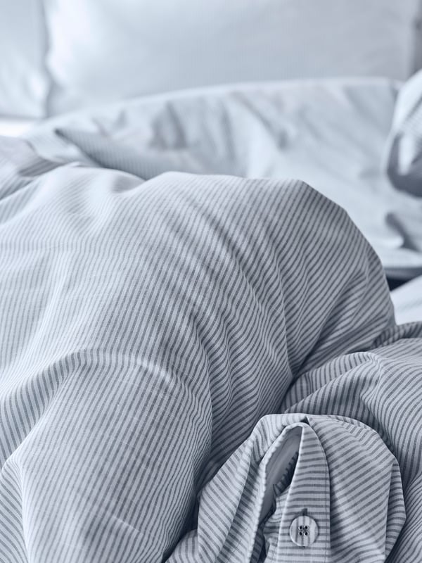BERGPALM Comforter cover and pillowcase, blue/stripe, 150x200/50x80 cm