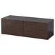 BESTÅ Shelf unit with doors, black-brown/Selsviken high-gloss/brown, 120x42x38 cm