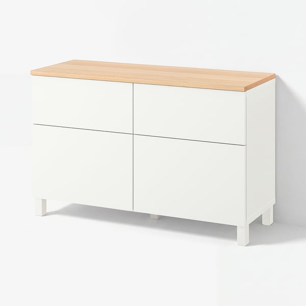 BESTÅ Storage combination w doors/drawers, white/Lappviken/Stubbarp white, 120x42x76 cm