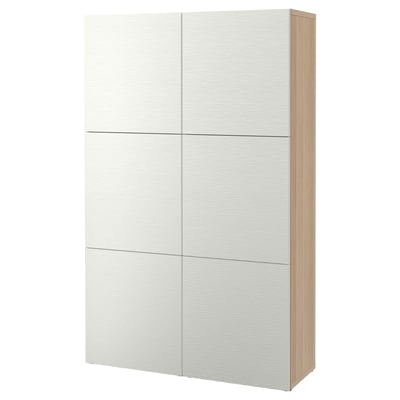 A modern off-white IKEA BESTÅ storage cabinet with six doors for versatile living space organisation.
