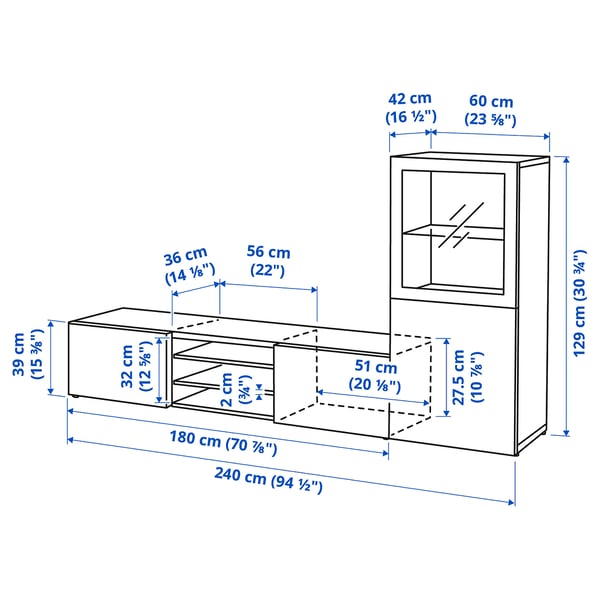 BESTÅ TV storage combination/glass doors