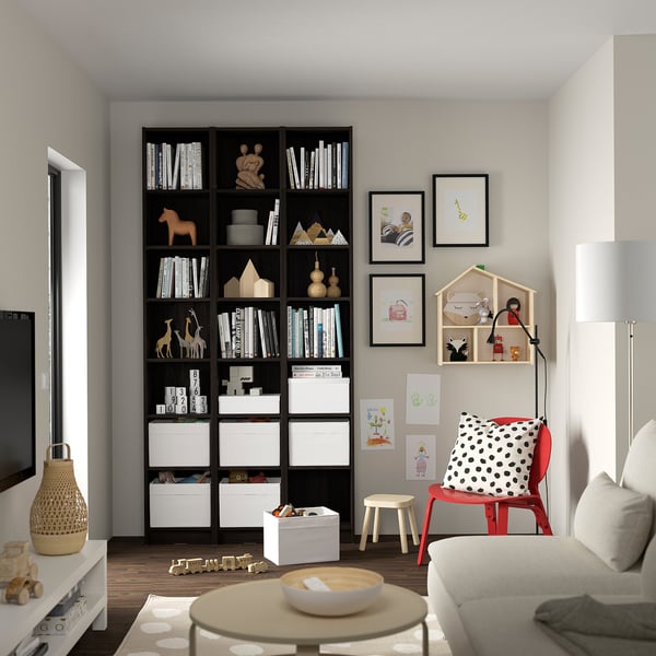 BILLY Bookcase comb w extension units, dark brown oak effect, 120x28x237 cm