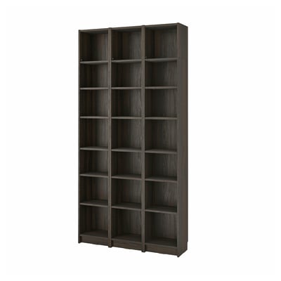 BILLY Bookcase comb w extension units, dark brown oak effect, 120x28x237 cm