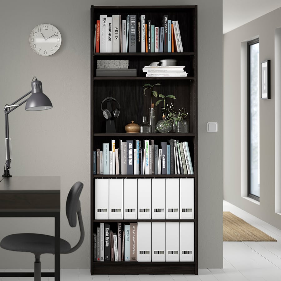 BILLY Bookcase, dark brown oak effect, 80x28x202 cm (311/2x11x791/2