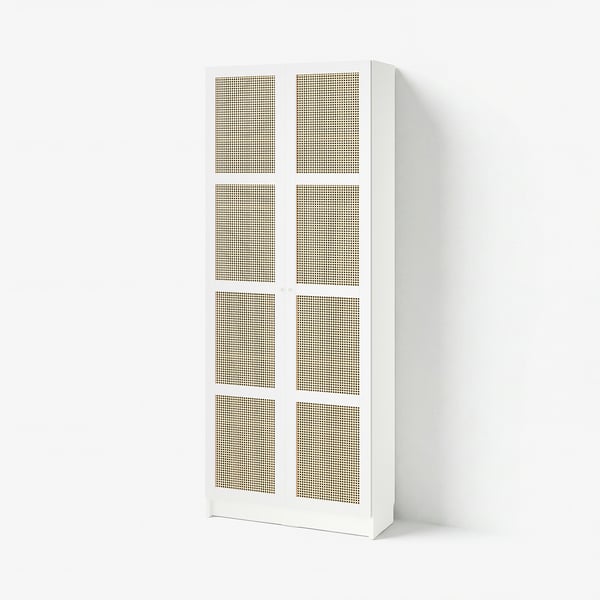 BILLY / HÖGADAL Bookcase with doors, white, 80x30x202 cm