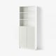 BILLY / HÖGBO Bookcase w glass doors, white, 80x30x202 cm