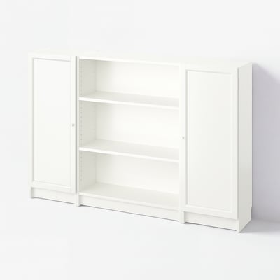 BILLY / OXBERG Bookcase comb w doors, white, 160x106 cm