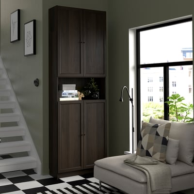 BILLY / OXBERG Bookcase w doors/ext unit