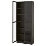 BILLY / OXBERG Bookcase w glass doors, dark brown oak effect, 80x30x202 cm