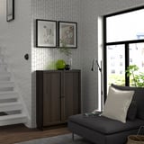 BILLY / OXBERG Bookcase with doors, dark brown oak effect, 80x30x106 cm