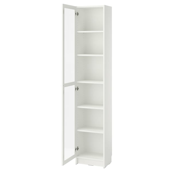 BILLY / OXBERG Bookcase with glass-door, white/glass, 40x30x202 cm