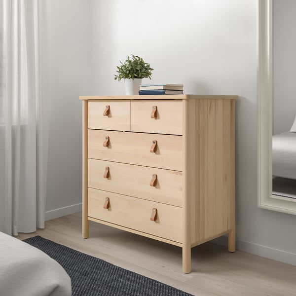 BJÖRKSNÄS 5-drawer dresser, birch, 90x90 cm