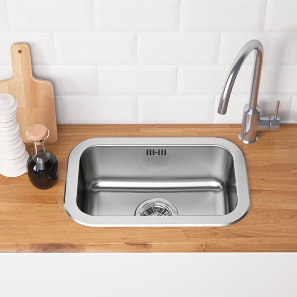 BOHOLMEN Single bowl top mount sink, stainless steel, 47x30 cm
