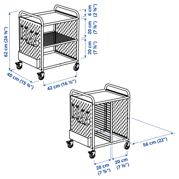 BRÄNNBOLL Open storage unit on casters, white, 56x62 cm