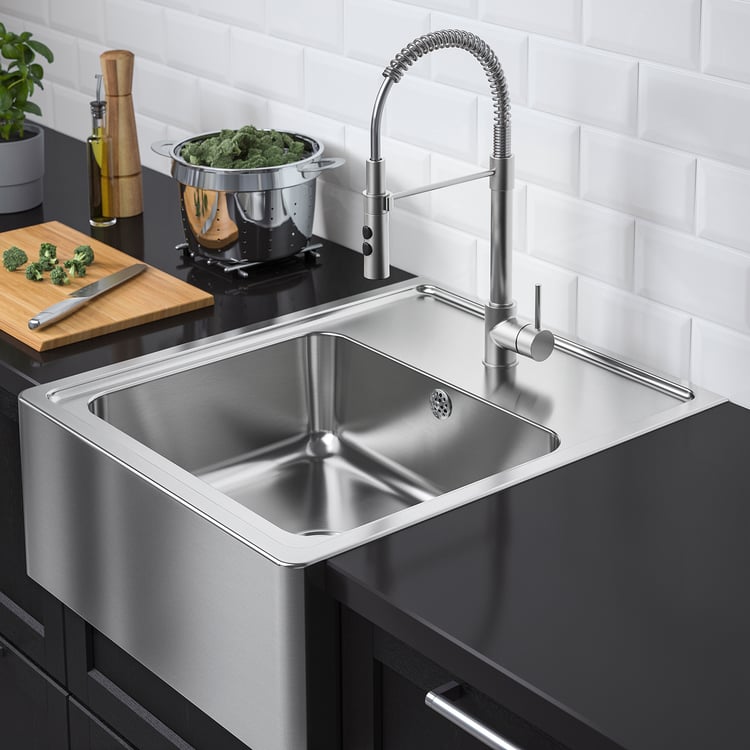 BREDSJÖN Apron front sink, stainless steel, 60x69 cm (231/2x27") IKEA