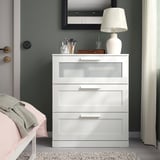 BRIMNES 3-drawer chest, white/frosted glass, 78x95 cm