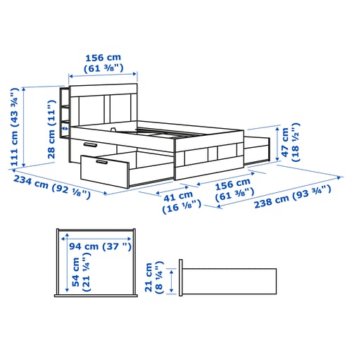 Illustration with measurements for the product: BRIMNES.