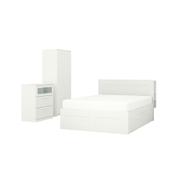 BRIMNES Bedroom furniture, set 3, white, 150x200 cm (59x783/4") IKEA