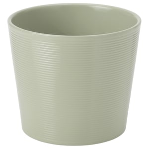 Green ceramic cylinder with vertical stripes