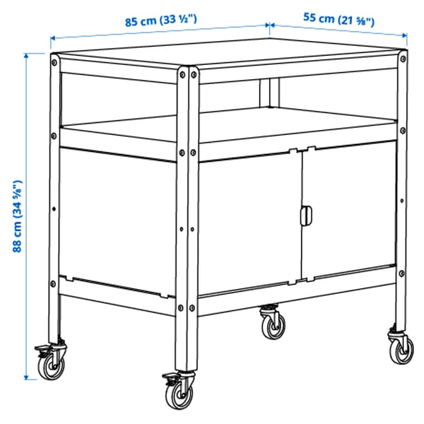 BROR Cart with closed storage, black/wood