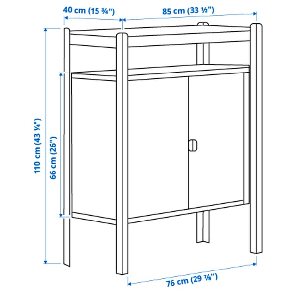 BROR Shelving unit with cabinet, black, 85x40x110 cm