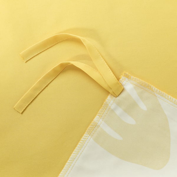 BRUKSVARA 4-piece bedlinen set, yellow/white, 240x220 cm