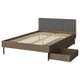 BRUKSVARA Bed frame with 3 storage boxes, brown, 150x200 cm