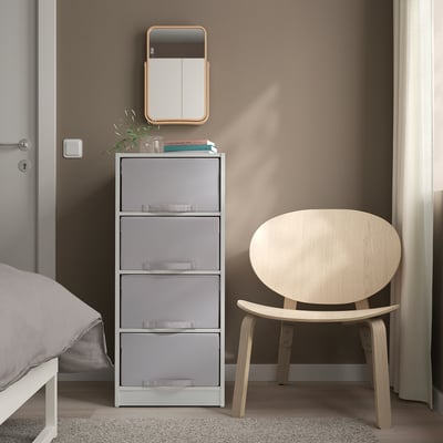 BRUKSVARA Storage unit with 4 boxes, white/light gray, 40x104 cm