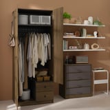 BRUKSVARA Wardrobe with 2 doors and 2 drawers, brown, 79x57x201 cm