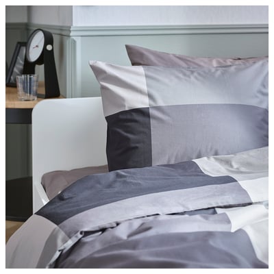 BRUNKRISSLA Duvet cover and pillowcase(s), black, 200x200/50x80 cm