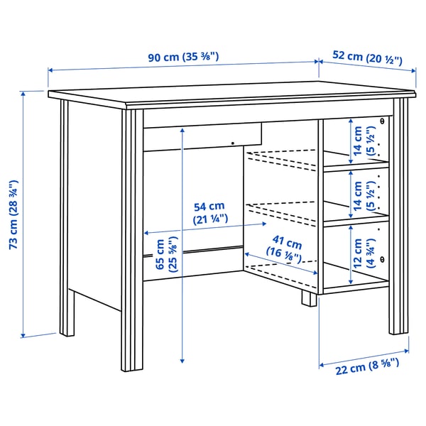 BRUSALI Desk, white, 90x52 cm