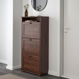 BRUSALI Shoe cabinet with 3 compartments, brown, 61x30x130 cm
