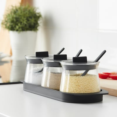 CELEBRERA 3-piece spice jar set, glass