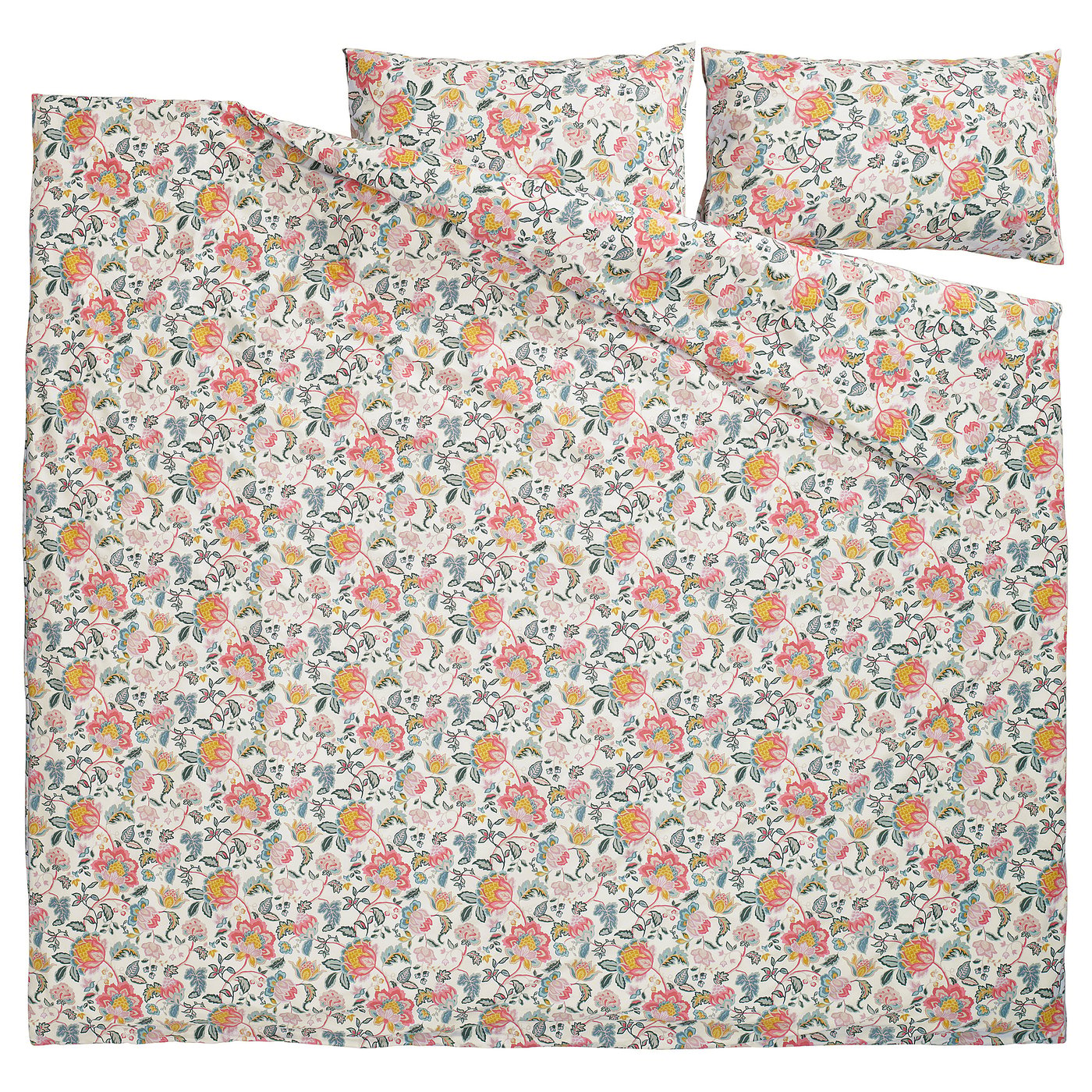 DAGGSALVIA Duvet cover and pillowcase(s), multicolor/floral pattern, 200x200/50x80 cm
