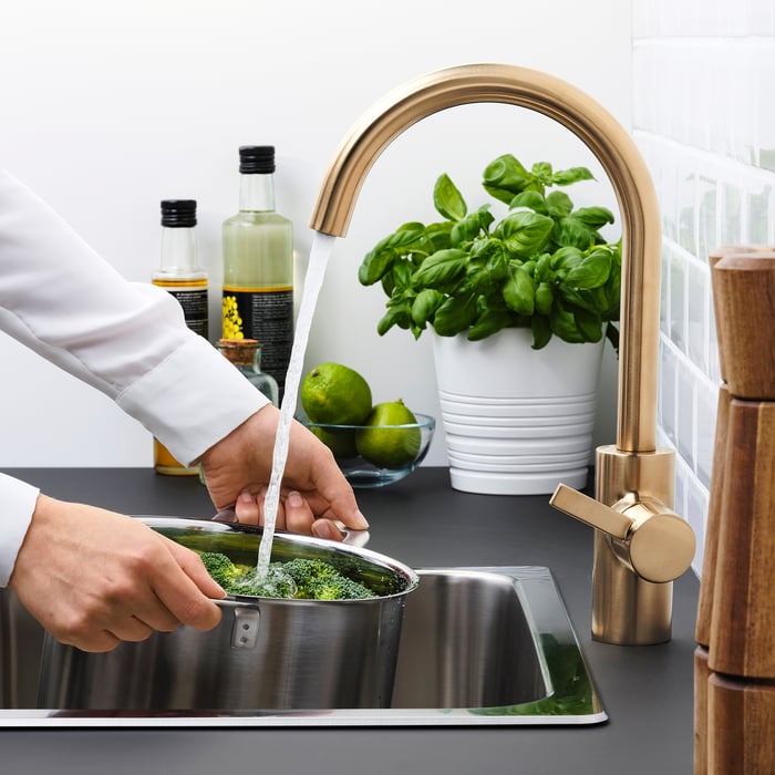 DELSJÖN kitchen faucet, brass color - IKEA