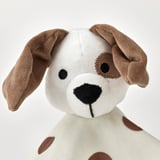 DRÖMSLOTT Snuggle blanket with soft toy, puppy-shaped white/brown, 30x30 cm