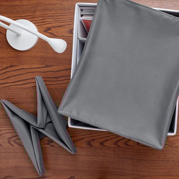 DRÖNA Lid, dark gray textile, 39x34 cm
