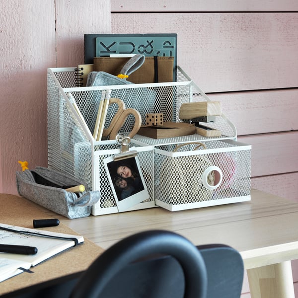 DRÖNJÖNS Desk organizer, white, 25x20 cm (9 ¾x7 ¾) - IKEA