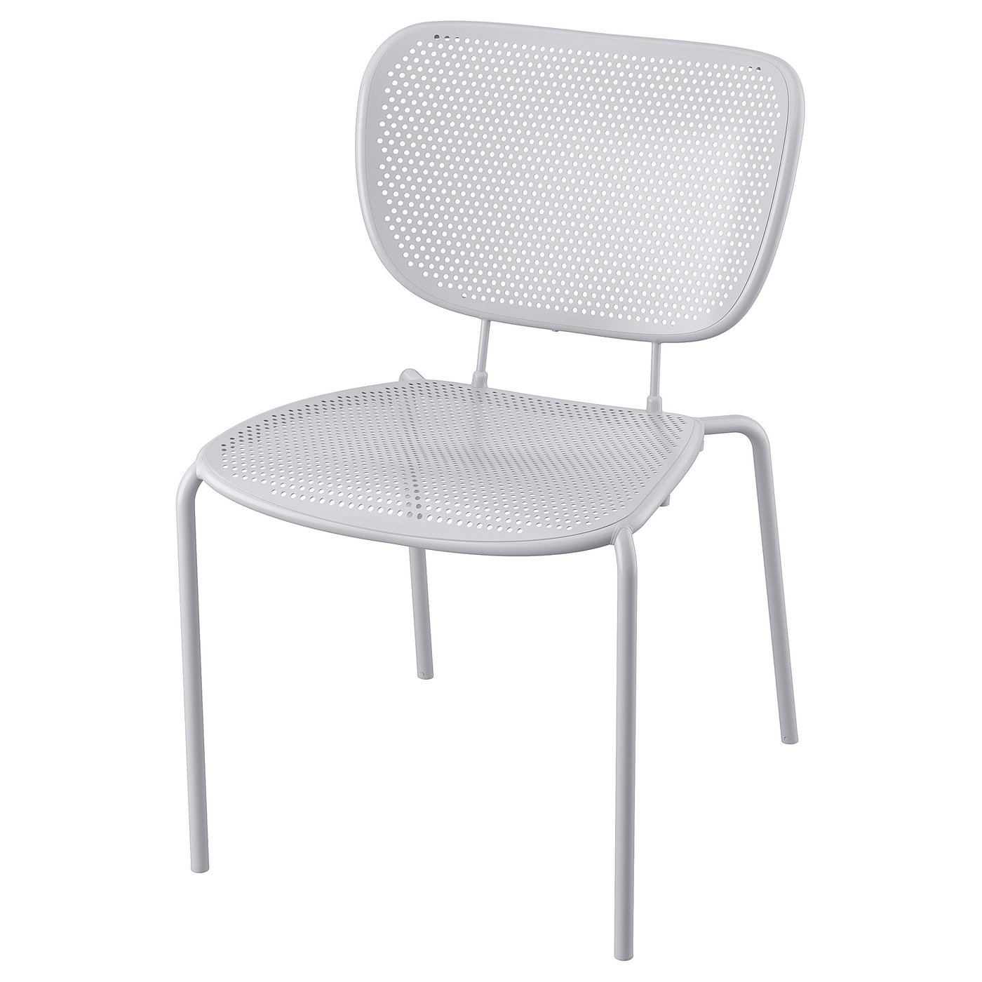 DUVSKÄR chair: white, metal, perforated seat/back, stackable.