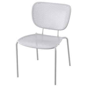 DUVSKÄR chair: white, metal, perforated seat/back, stackable.