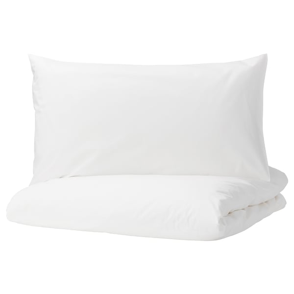DVALA Comforter cover and pillowcase, white, 150x200/50x80 cm