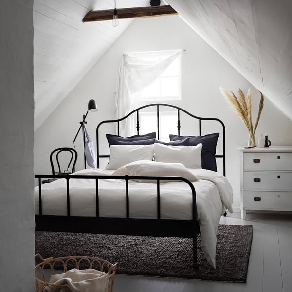 DVALA Comforter cover and pillowcase, white, 150x200/50x80 cm