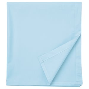 A light blue DVALA cotton flat sheet. Its rectangular, neatly folded, with a simple hem design.