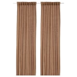 DYTÅG Curtains, 1 pair, dark beige/with heading tape, 145x250 cm