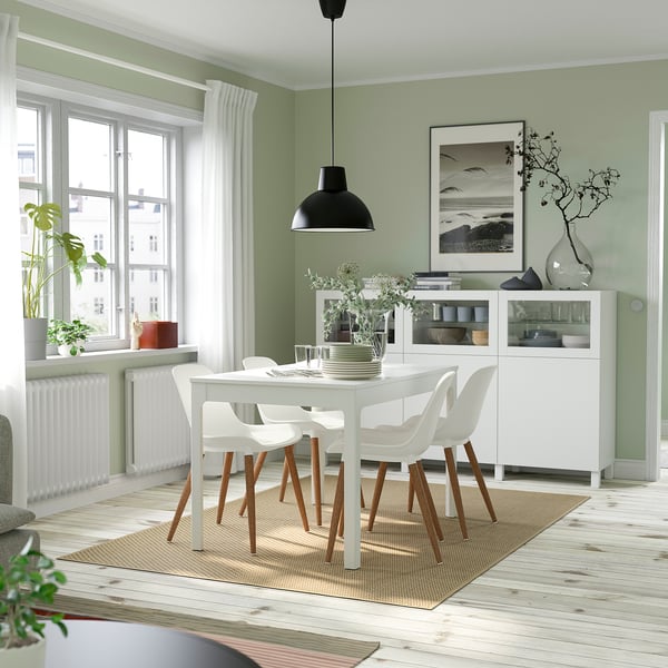 EKEDALEN / GRÖNSTA Table and 4 chairs, white/white, 120/180 cm