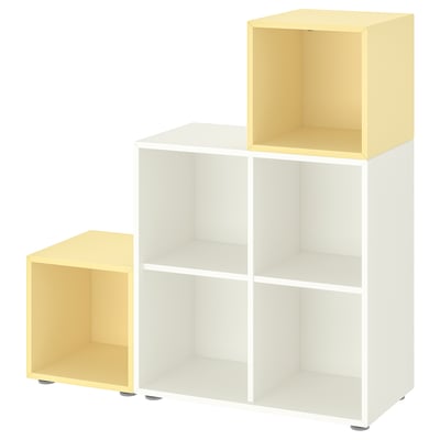 EKET Storage combination with feet, white/pale yellow, 105x35x107 cm
