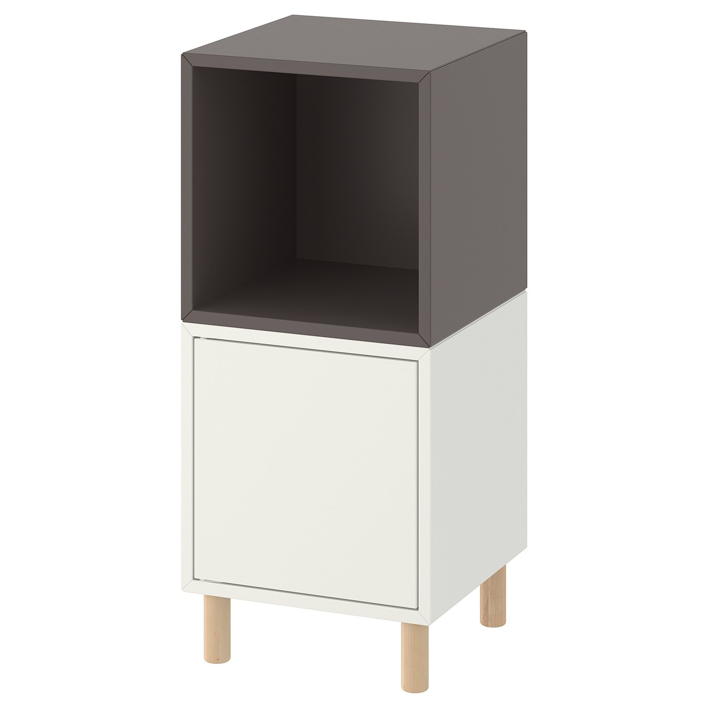EKET storage combination with legs, white dark gray/wood, 35x35x80 cm